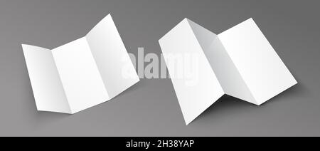 Leaflet mockup A4 brochure card paper. Leaflet greeting card catalog render fold flyer Stock Vector