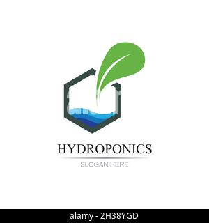 hydroponics logo vector illustration design template Stock Vector