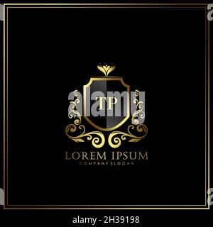 TP Initial Letter Luxury Logo template in vector for Restaurant, Royalty, Boutique, Cafe, Hotel, Heraldic, Jewelry, Fashion and other vector illustrat Stock Vector