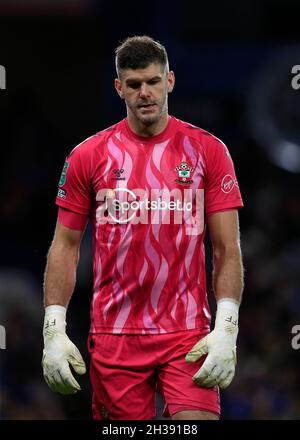 Stamford Bridge, Chelsea, London, UK. 26th Oct, 2021. Carabao Cup football, Chelsea FC versus Southampton: Goalkeeper Fraser Forster of Southampton Credit: Action Plus Sports/Alamy Live News Stock Photo