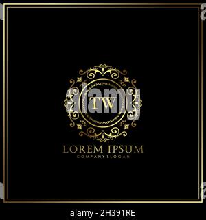 TW Initial Letter Luxury Logo template in vector for Restaurant, Royalty, Boutique, Cafe, Hotel, Heraldic, Jewelry, Fashion and other vector illustrat Stock Vector