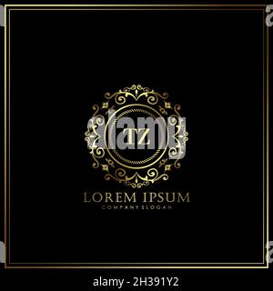 TZ Initial Letter Luxury Logo template in vector for Restaurant, Royalty, Boutique, Cafe, Hotel, Heraldic, Jewelry, Fashion and other vector illustrat Stock Vector