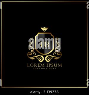 UB Initial Letter Luxury Logo template in vector art for Restaurant, Royalty, Boutique, Cafe, Hotel, Heraldic, Jewelry, Fashion and other vector illus Stock Vector