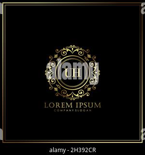 UH Initial Letter Luxury Logo template in vector art for Restaurant, Royalty, Boutique, Cafe, Hotel, Heraldic, Jewelry, Fashion and other vector illus Stock Vector