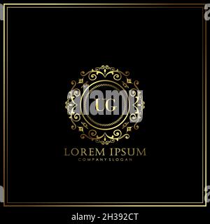 UG Initial Letter Luxury Logo template in vector art for Restaurant, Royalty, Boutique, Cafe, Hotel, Heraldic, Jewelry, Fashion and other vector illus Stock Vector