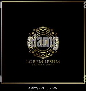 UJ Initial Letter Luxury Logo template in vector art for Restaurant, Royalty, Boutique, Cafe, Hotel, Heraldic, Jewelry, Fashion and other vector illus Stock Vector