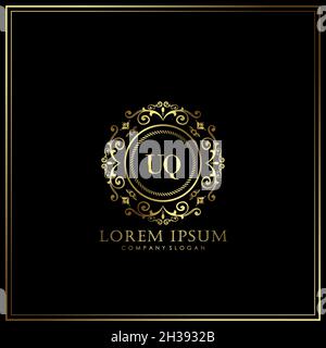 UQ Initial Letter Luxury Logo template in vector art for Restaurant, Royalty, Boutique, Cafe, Hotel, Heraldic, Jewelry, Fashion and other vector illus Stock Vector