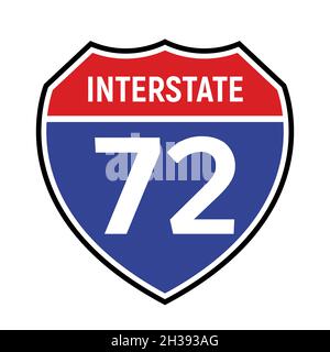 72 route sign icon. Vector road 72 highway interstate american freeway symbol Stock Vector