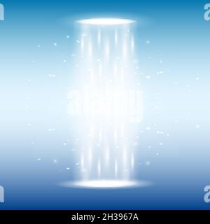 Portal light effect hologram. Magic circle teleport podium. Ufo swirl beam and ray energy funnel