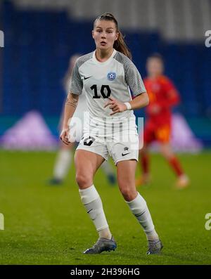 Cardiff,  Wales, 26, October, 2021,Grete Daut (Estonia) Pictured in action,, During Wales v Estonia, 2023 FIFA Women's World Cup Qualifier, Credit:, Graham Glendinning,/ Alamy Live News Stock Photo