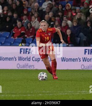 Cardiff,  Wales, 26, October, 2021,Ceri Holland (Wales) Pictured in action,, During Wales v Estonia, 2023 FIFA Women's World Cup Qualifier, Credit:, Graham Glendinning,/ Alamy Live News Stock Photo