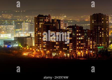 SAINT PETERSBURG, RUSSIA - Oct 20, 2021: Kemerovo city at night in Octobe Stock Photo