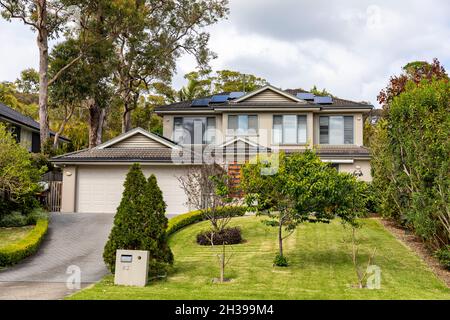 Sydney house,  large detached house with front garden and lawn in Avalon Beach,Sydney,Australia Stock Photo