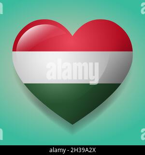 heart with Hungary flag vector symbol illustration Stock Vector