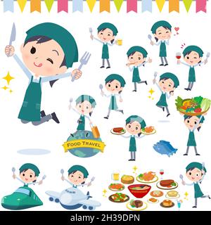 A set of Supermarket staff woman on food events.It's vector art so easy to edit. Stock Vector