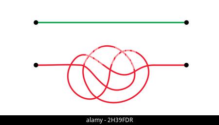 Different hand drawn doodle scribble path lines. Business solution searching concept. Way to solve problem. Vector design elements for trending infographic. Stock Vector