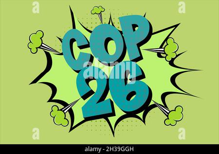 COP 26 Glasgow 2021 Comic explosion vector illustration - International climate summit Stock Vector