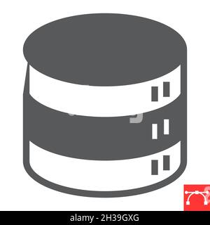 Database glyph icon, database and storage, server vector icon, vector graphics, editable stroke solid sign, eps 10. Stock Vector