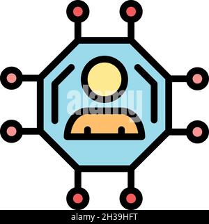Man on a chip icon. Outline man on a chip vector icon color flat isolated Stock Vector