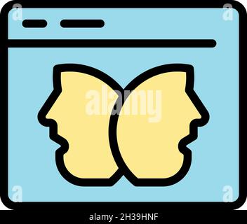 Two faces in the app icon. Outline two faces in the app vector icon color flat isolated Stock Vector