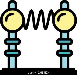 Tesla electrodes icon. Outline tesla electrodes vector icon color flat isolated Stock Vector