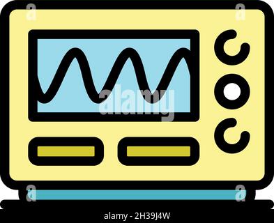 Oscilloscope icon. Outline oscilloscope vector icon color flat isolated Stock Vector