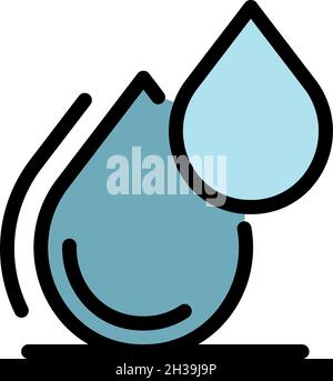 Two drops icon. Outline two drops vector icon color flat isolated Stock Vector