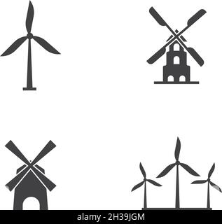 Windmill logo vector flat design template Stock Vector