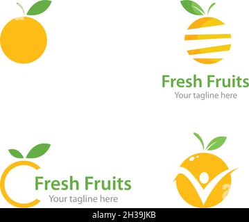 Fresh Orange fruits logo ilustration vector template Stock Vector