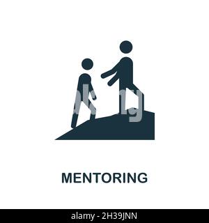 Mentoring icon. Monochrome simple element from leadership collection. Creative Mentoring icon for web design, templates, infographics and more Stock Vector