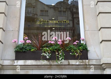 Drummonds Bank, 49 Charing Cross, London. The bank was part of The Royal Bank of Scotland plc which has since renamed itself NatWest. Stock Photo