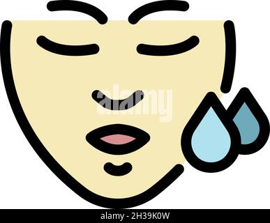 Womans face and two drops icon. Outline womans face and two drops vector icon color flat isolated Stock Vector