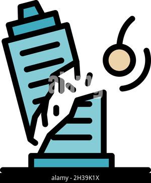 Demolition work icon. Outline demolition work vector icon color flat isolated Stock Vector