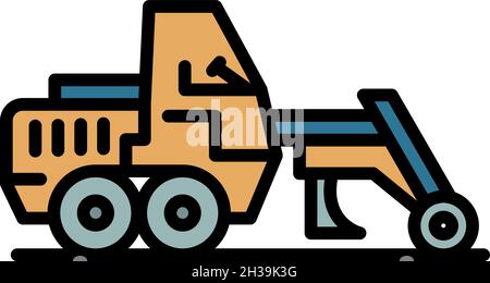 Grader machine icon. Outline grader machine vector icon color flat isolated Stock Vector