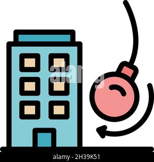 Wrecking ball icon. Outline wrecking ball vector icon color flat isolated Stock Vector