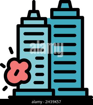 Demolition sky towers icon. Outline demolition sky towers vector icon color flat isolated Stock Vector