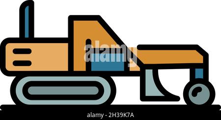 Work grader machine icon. Outline work grader machine vector icon color flat isolated Stock Vector