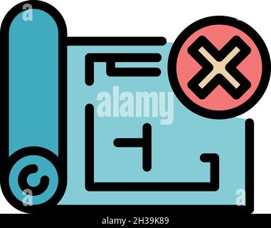 Demolition rejected plan icon. Outline demolition rejected plan vector icon color flat isolated Stock Vector
