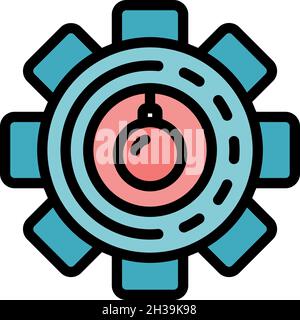Gear demolition icon. Outline gear demolition vector icon color flat isolated Stock Vector