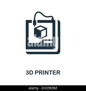 3D Printer icon. Monochrome sign from machinery collection. Creative 3D Printer icon illustration for web design, infographics and more Stock Vector