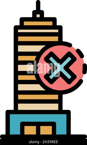 Building under demolition icon. Outline building under demolition vector icon color flat isolated Stock Vector