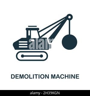 Demolition Machine icon. Monochrome sign from machinery collection. Creative Demolition Machine icon illustration for web design, infographics and Stock Vector