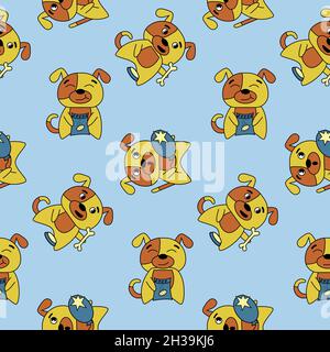 Seamless pattern, cute funny dog, vector illustration Stock Vector