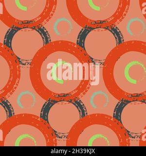 Seamless pattern, abstract background round shape, graffiti circle vector illustration bright contrast color Stock Vector