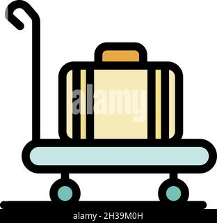 Delivery luggage icon. Outline delivery luggage vector icon color flat isolated Stock Vector