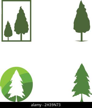 Set of Pine tree logo ilustration vector design Stock Vector