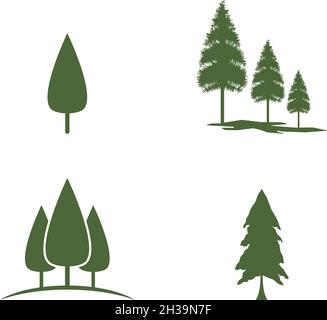 Set of Pine tree logo ilustration vector design Stock Vector