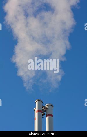 Steam from Power Plant. Stock Photo