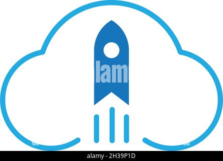 Rocket and cloud technology logo vector template design Stock Vector
