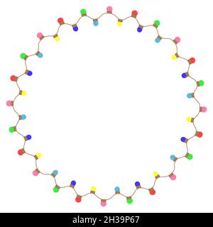 A circle colorful Christmas garland lights art Stock Vector